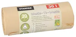 STARPAK Sac poubelle "Waste-to-Waste", 30 litres, marron