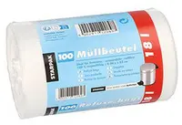 STARPAK Sac poubelle HDPE, 18 litres, blanc