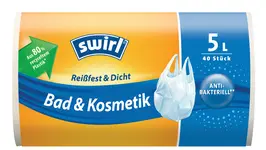 swirl Sac poubelle à poignée, 5 litres, transparent