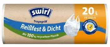 swirl Sac poubelle, avec poignées, 20 litres, blanc