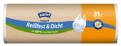 swirl Sac poubelle, avec poignées, 35 litres, blanc