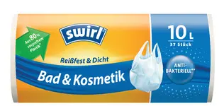 swirl Sac poubelle à poignée, 10 litres, transparent