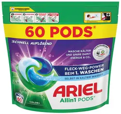 ARIEL Lessive capsules All-in-1 Color+, 60 lavages
