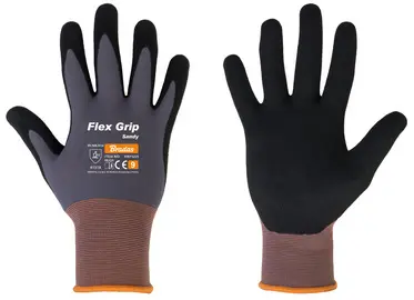 Bradas Gants de travail Flex Grip Sandy, noir/gris, XXL