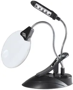 WEDO Loupe de table avec lampe LED, avec serre-joint, noir
