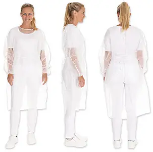 HYGOSTAR Blouse PP avec élastique aux manches, L, blanc