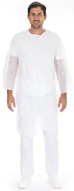 HYGOSTAR Blouse visiteur avec boutons pression, blanc