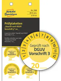 AVERY Zweckform Prüfplaketten "DGUV Vorschrift 3", gelb