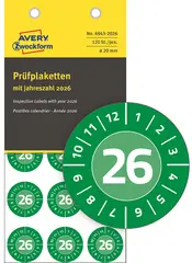 AVERY Zweckform Plaquette de contrôle, 2026, 20 mm, vert