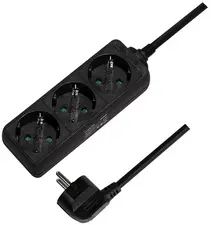 LogiLink Steckdosenleiste, 3-fach, ohne Schalter, schwarz