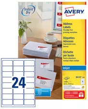 AVERY Etiquette d'adresse jet d'encre, 63,5 x 33,9 mm, blanc