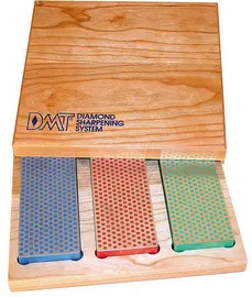 DMT Kit de pierres à aiguiser diamant, boîte en bois, 3 pcs