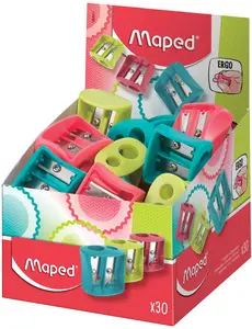 Maped Taille-crayon double Vivo, plastique, présentoir de 30