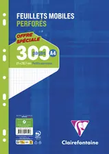 Clairefontaine Feuillets mobiles perforés, A4, quadrillé 5x5