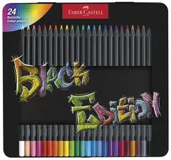 FABER-CASTELL Crayon de couleur Black Edition, étui de 24
