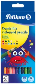 Pelikan Crayons de couleur triangulaires minces, étui en