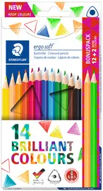 STAEDTLER Crayon de couleur triangulaire ergosoft, 12+2 étui