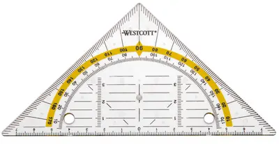 WESTCOTT Equerre géométrique avec perforations pour classeur