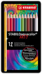 STABILO Crayon de couleur aquacolor "ARTY", étui métallique