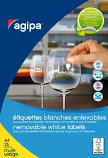 agipa Etiquette universelle, 18 x 12 mm, enlevable, blanc