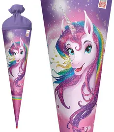 ROTH Schultüte "Einhornportrait, rund, 700 mm, Glitter
