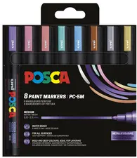 POSCA Marqueur à pigment PC-5M, étui de 8, assorti métallisé
