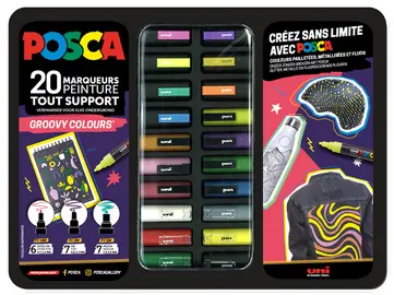 POSCA Marqueur à pigment "GROOVY COLOURS", mallette métal