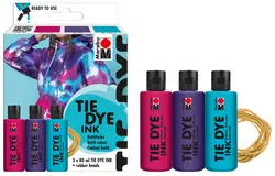 Marabu Set de peintures batik TIE DYE, 3x80ml, tons tendance