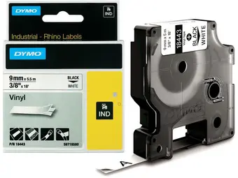 DYMO RHINO Etiquette en vinyle, 24 mm x 5,5 m, noir/blanc