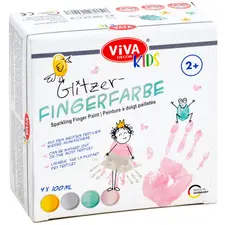 ViVA DECOR Peinture au doigt "ViVA KIDS", set de 4 Pailleté