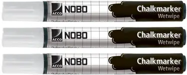 nobo Marqueur craie, nettoyage humidifié, blanc