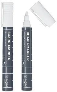 sigel Marqueur universel, pointe ogive: 2 - 3 mm, blanc