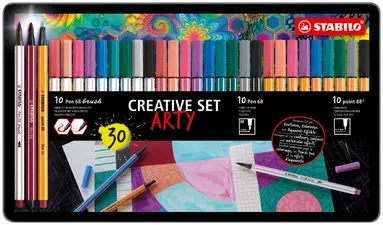 STABILO Set Créatif "ARTY", étui en métal de 30 pièces