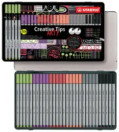 STABILO Kit Creative Tips ARTY PASTELL, étui métal de 30
