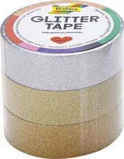 folia Ruban adhésif déco "Glitter Tape", argent/or clair/or