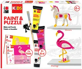 Marabu KiDS Kit peinture & puzzle Little Artist, flamant