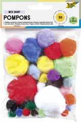 folia Pompons, 30 pièces, assorti tailles et couleurs