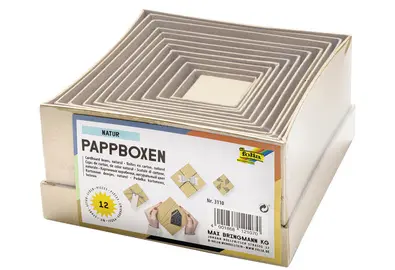 folia Boîtes en carton NATUR, carré, assortiment de 12