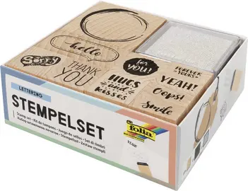 folia Set de tampons en bois "Lettering", 12 pièces