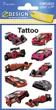 ZDesign KIDS Tatouages "voitures de course", noir/rouge
