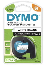 DYMO Ruban d'étiquette LetraTag, plastique, 12 mm x 4 m