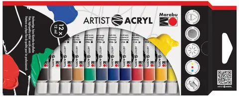 Marabu Set de peinture acrylique "Artist Acryl", 12 x 12 ml