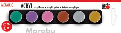 Marabu Set de peinture acrylique "METALLIC", 6 x 3,5 ml