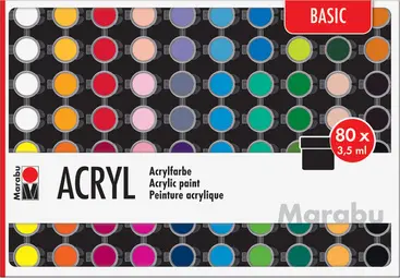 Marabu Set de peinture acrylique "BASIC", 80 x 3,5 ml