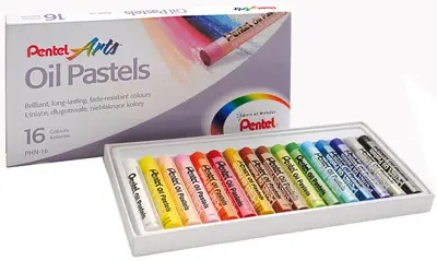 PentelArts Pastels à l'huile PHN4, étui en plastique de 16