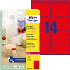 AVERY Zweckform Stick&Lift Etiquette, 99,1 x 38,1 mm, rouge