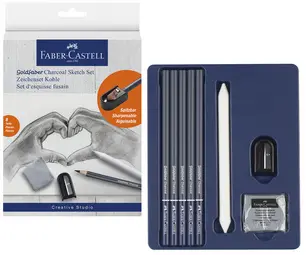 FABER-CASTELL Kit de dessin GOLDFABER CHARCOAL, 8 pièces