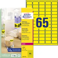 AVERY Zweckform Stick&Lift Etiquette, 38,1 x 21,2 mm, jaune