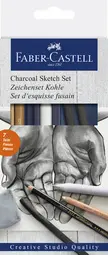 FABER-CASTELL Set d'esquisse au fusain PITT, 7 pièces