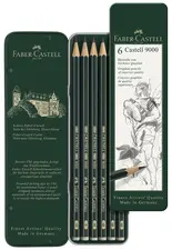 FABER-CASTELL Crayon graphite CASTELL 9000, étui métal de 6
